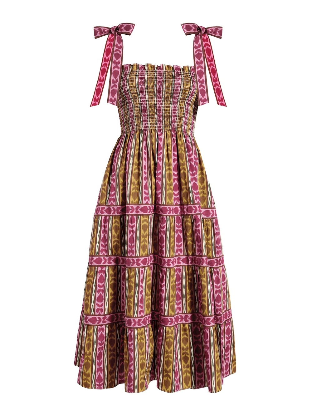 Hill house home ikat ribbon Ellie Smocked midi dress NWT